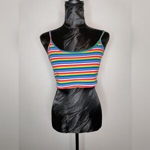 SHEIN Red and Yellow Fitted Camisole Crop Top